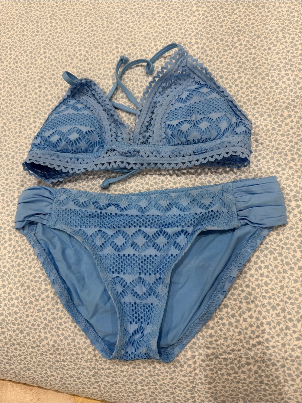 BECCA Sky Blue Crochet Bikini Set